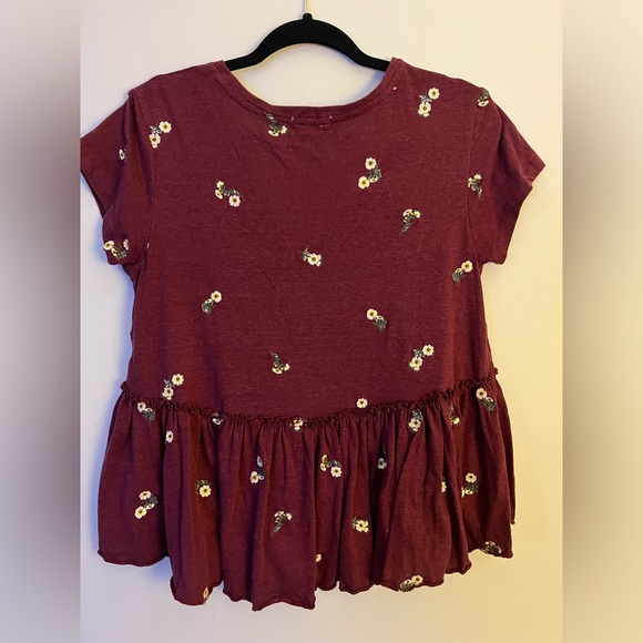 Altar'd State Burgandy Babydoll Tee - Picture 4 of 6